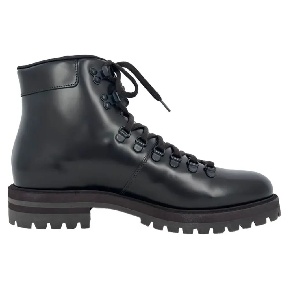 Common Projects Lace-Up Hiking Boots in Black Leather